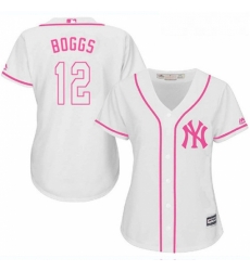 Womens Majestic New York Yankees 12 Wade Boggs Replica White Fashion Cool Base MLB Jersey