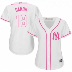 Womens Majestic New York Yankees 18 Johnny Damon Authentic White Fashion Cool Base MLB Jersey