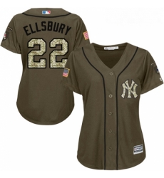 Womens Majestic New York Yankees 22 Jacoby Ellsbury Authentic Green Salute to Service MLB Jersey