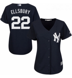 Womens Majestic New York Yankees 22 Jacoby Ellsbury Replica Navy Blue Alternate MLB Jersey