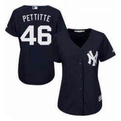 Womens Majestic New York Yankees 46 Andy Pettitte Authentic Navy Blue Alternate MLB Jersey