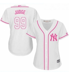 Womens Majestic New York Yankees 99 Aaron Judge Replica White Fashion Cool Base MLB Jersey