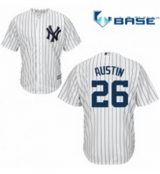 Youth Majestic New York Yankees 26 Tyler Austin Authentic White Home MLB Jersey 