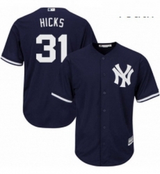 Youth Majestic New York Yankees 31 Aaron Hicks Authentic Navy Blue Alternate MLB Jersey