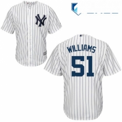 Youth Majestic New York Yankees 51 Bernie Williams Replica White Home MLB Jersey