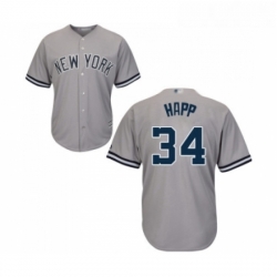 Youth New York Yankees 34 JA Happ Authentic Grey Road Baseball Jersey 