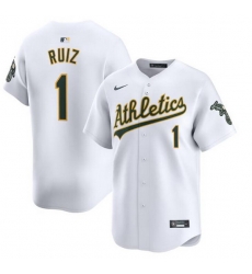 Men Oakland Athletics 1 Esteury Ruiz White Home Limited Stitched Jersey