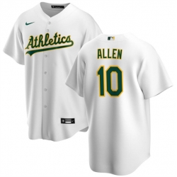 Men Oakland Athletics 10 Nick Allen White Cool Base Stitched Jersey