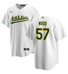 Men Oakland Athletics 57 Alex Wood White Cool Base Stitched Jersey