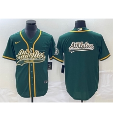 Men Oakland Athletics Green Team Big Logo Cool Base Stitched Baseball Jersey 002