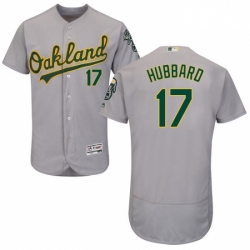 Mens Majestic Oakland Athletics 17 Glenn Hubbard Grey Road Flex Base Authentic Collection MLB Jersey