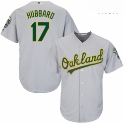 Mens Majestic Oakland Athletics 17 Glenn Hubbard Replica Grey Road Cool Base MLB Jersey