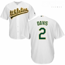 Mens Majestic Oakland Athletics 2 Khris Davis Replica White Home Cool Base MLB Jersey 