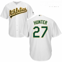 Mens Majestic Oakland Athletics 27 Catfish Hunter Replica White Home Cool Base MLB Jersey