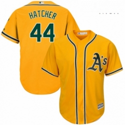 Mens Majestic Oakland Athletics 44 Chris Hatcher Replica Gold Alternate 2 Cool Base MLB Jersey 