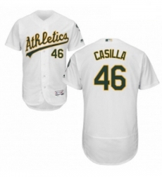 Mens Majestic Oakland Athletics 46 Santiago Casilla White Flexbase Authentic Collection MLB Jersey