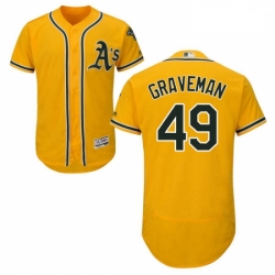 Mens Majestic Oakland Athletics 49 Kendall Graveman Gold Flexbase Authentic Collection MLB Jersey