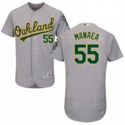 Mens Majestic Oakland Athletics 55 Sean Manaea Grey Road Flex Base Authentic Collection MLB Jersey