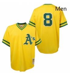 Mens Mitchell and Ness Oakland Athletics 8 Joe Morgan Authentic Gold Throwback MLB Jersey