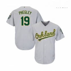 Mens Oakland Athletics 19 Josh Phegley Replica Grey Road Cool Base Baseball Jersey 