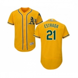 Mens Oakland Athletics 21 Marco Estrada Gold Alternate Flex Base Authentic Collection Baseball Jersey