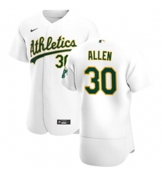 Oakland Athletics 30 Austin Allen Men Nike White Home 2020 Authentic Player MLB Jersey