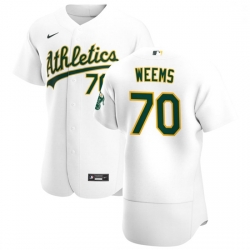 Oakland Athletics 70 Jordan Weems Men Nike White Home 2020 Authentic Player MLB Jersey