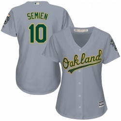 Womens Majestic Oakland Athletics 10 Marcus Semien Authentic Grey Road Cool Base MLB Jersey