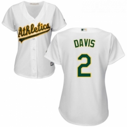 Womens Majestic Oakland Athletics 2 Khris Davis Replica White Home Cool Base MLB Jersey 