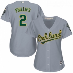 Womens Majestic Oakland Athletics 2 Tony Phillips Replica Grey Road Cool Base MLB Jersey