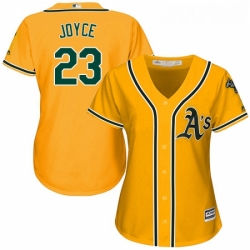 Womens Majestic Oakland Athletics 23 Matt Joyce Replica Gold Alternate 2 Cool Base MLB Jersey