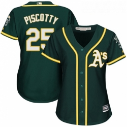 Womens Majestic Oakland Athletics 25 Stephen Piscotty Replica Green Alternate 1 Cool Base MLB Jersey 