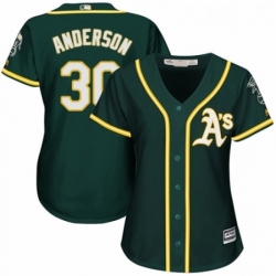 Womens Majestic Oakland Athletics 30 Brett Anderson Replica Green Alternate 1 Cool Base MLB Jersey 