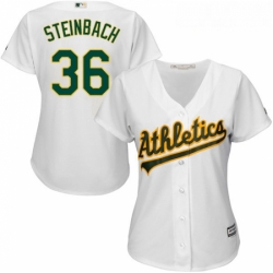 Womens Majestic Oakland Athletics 36 Terry Steinbach Replica White Home Cool Base MLB Jersey