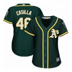 Womens Majestic Oakland Athletics 46 Santiago Casilla Replica Green Alternate 1 Cool Base MLB Jersey