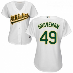 Womens Majestic Oakland Athletics 49 Kendall Graveman Replica White Home Cool Base MLB Jersey 