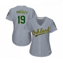 Womens Oakland Athletics 19 Josh Phegley Replica Grey Road Cool Base Baseball Jersey 