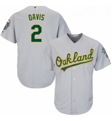 Youth Majestic Oakland Athletics 2 Khris Davis Replica Grey Road Cool Base MLB Jersey 