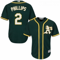 Youth Majestic Oakland Athletics 2 Tony Phillips Replica Green Alternate 1 Cool Base MLB Jersey