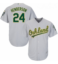 Youth Majestic Oakland Athletics 24 Rickey Henderson Replica Grey Road Cool Base MLB Jersey