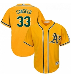 Youth Majestic Oakland Athletics 33 Jose Canseco Authentic Gold Alternate 2 Cool Base MLB Jersey