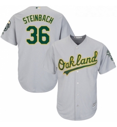 Youth Majestic Oakland Athletics 36 Terry Steinbach Replica Grey Road Cool Base MLB Jersey