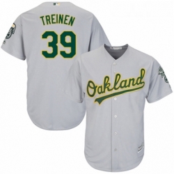 Youth Majestic Oakland Athletics 39 Blake Treinen Replica Grey Road Cool Base MLB Jersey 