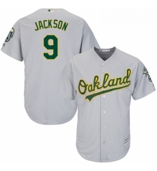 Youth Majestic Oakland Athletics 9 Reggie Jackson Replica Grey Road Cool Base MLB Jersey