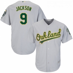 Youth Majestic Oakland Athletics 9 Reggie Jackson Replica Grey Road Cool Base MLB Jersey