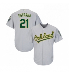 Youth Oakland Athletics 21 Marco Estrada Replica Grey Road Cool Base Baseball Jersey 