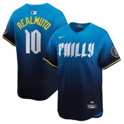 Men Philadelphia Phillies 10 J T  Realmuto Blue 2024 City Connect Limited Stitched Jersey