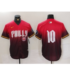 Men Philadelphia Phillies 10 J T  Realmuto Red 2024 City Connect Limited Stitched Jersey 2