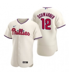 Men Philadelphia Phillies 12 Kyle Schwarber 2021 Cream Flex Base Stitched Baseball jersey