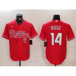 Men Philadelphia Phillies 14 Pete Rose Red Cool Base Stitched Jersey 1